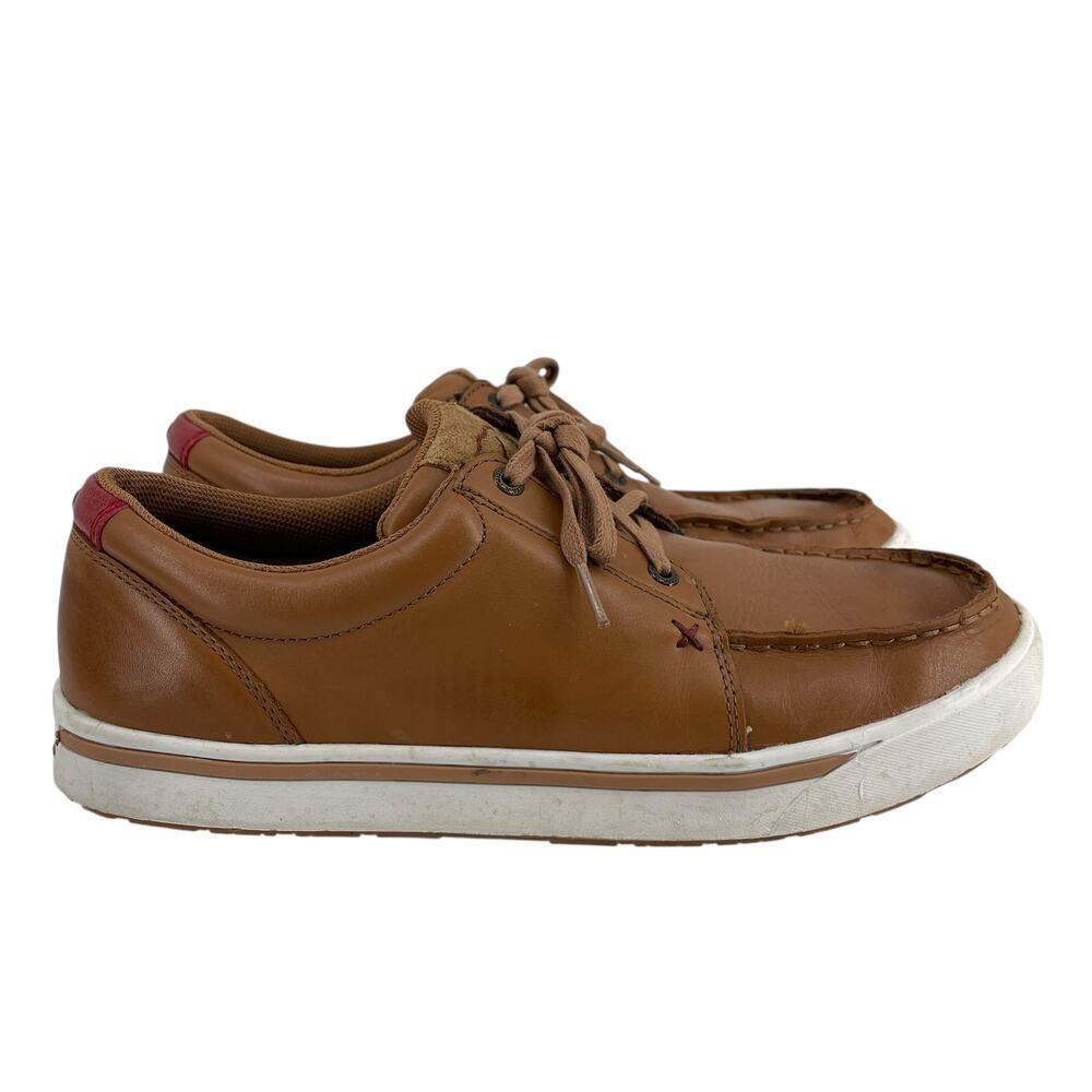 Twisted X Men's Kicks Tan Leather Shoes Size 10.5 Western Rice Husk Nylon Lace